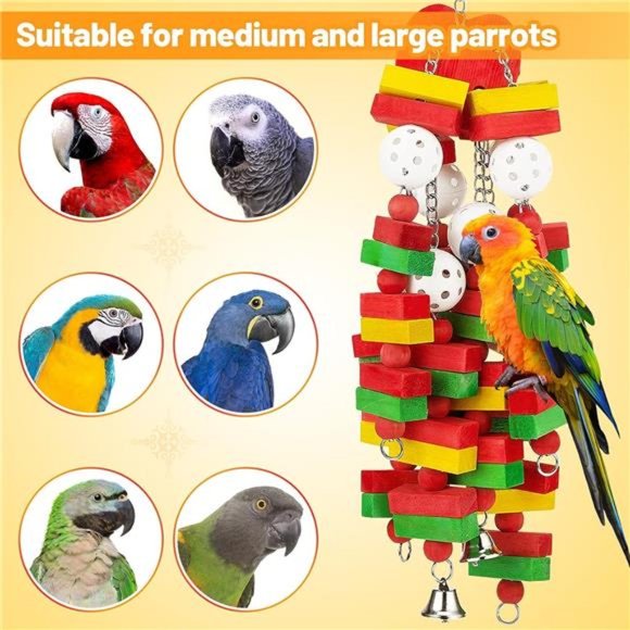 Large Bird Parrot Toys for Cockatoos African Grey Macaws and Amazon Parrots - Picture 5 of 6